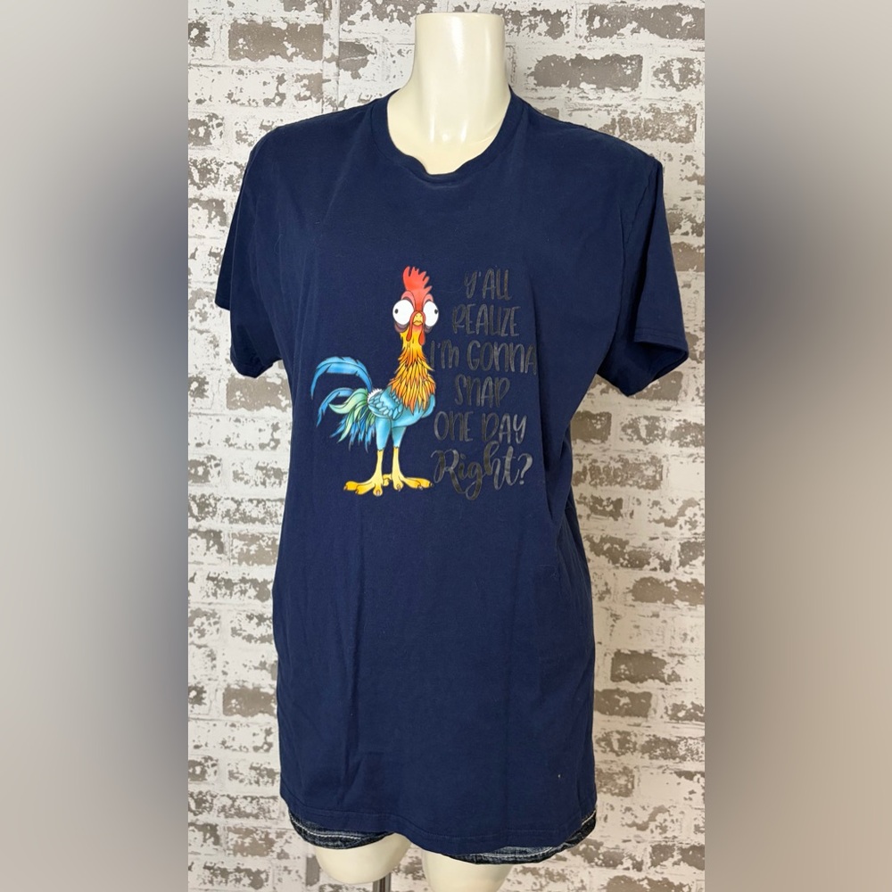 Unworn unisex size large Hanes nano-T with rooster graphic
